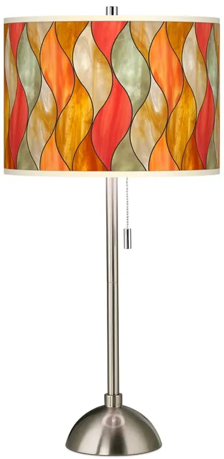 Flame Mosaic Giclee Brushed Nickel Table Lamp