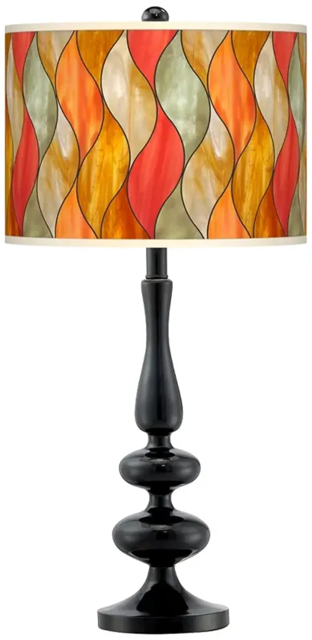 Flame Mosaic Giclee Paley Black Table Lamp