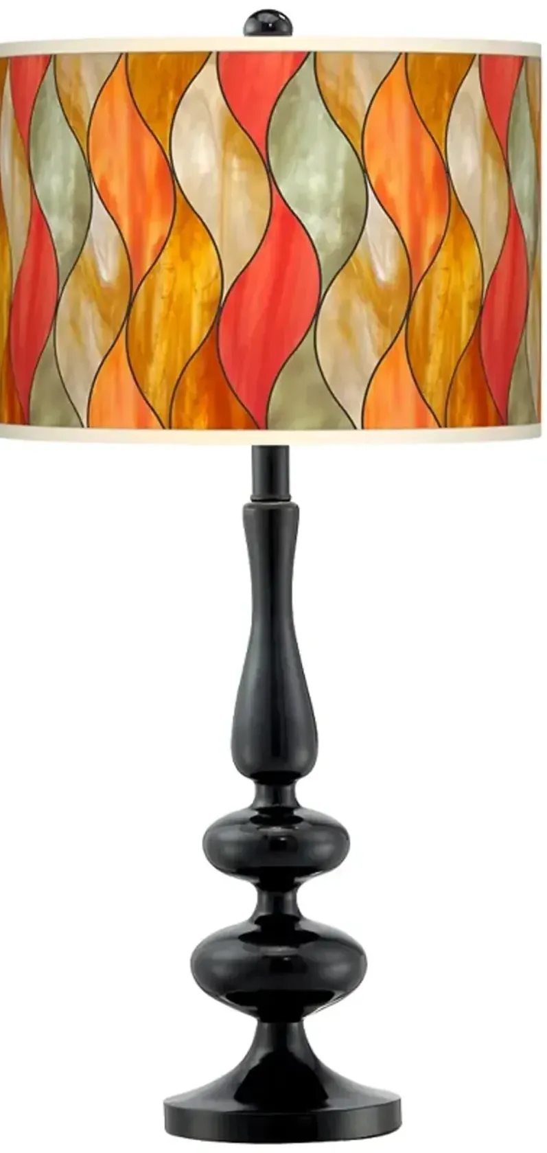 Flame Mosaic Giclee Paley Black Table Lamp