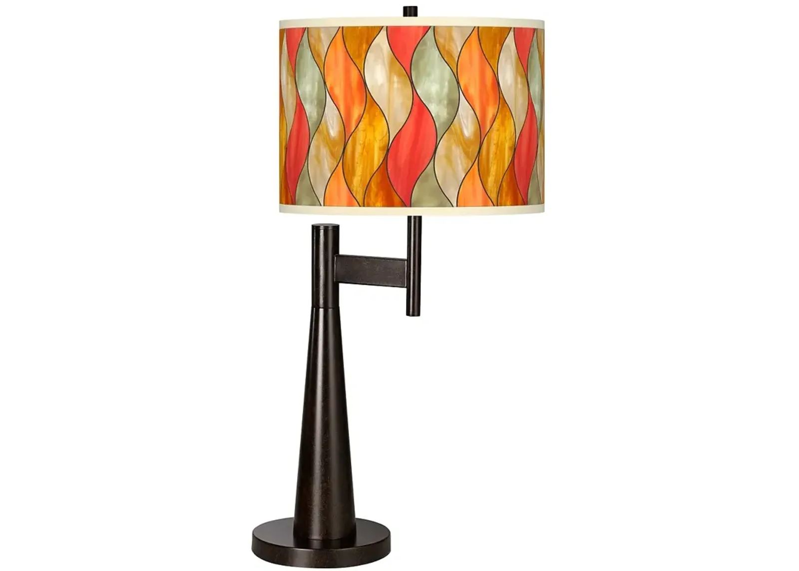 Giclee Glow Novo 30 3/4" and Flame Mosaic Shade Bronze Table Lamp