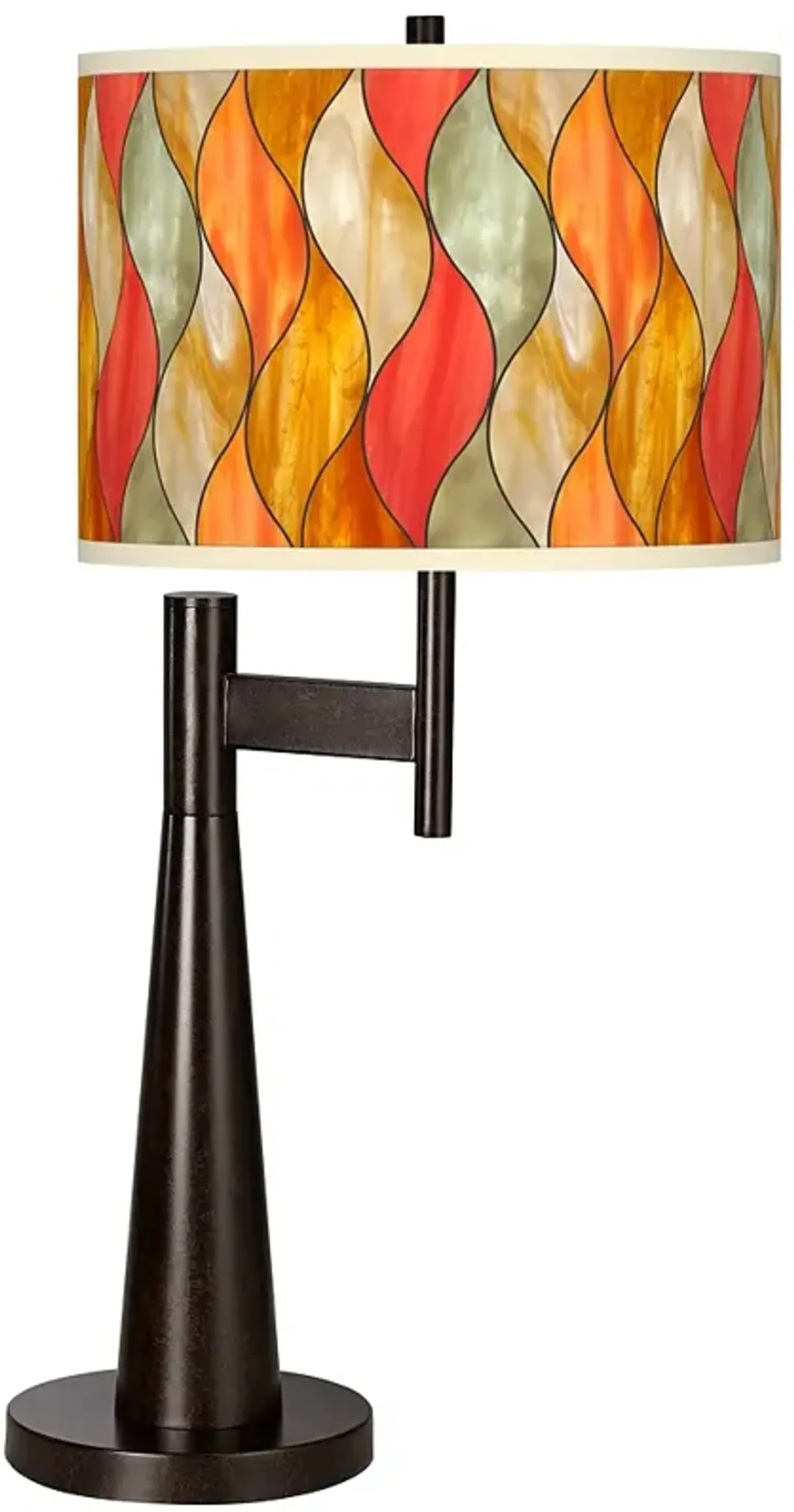 Giclee Glow Novo 30 3/4" and Flame Mosaic Shade Bronze Table Lamp