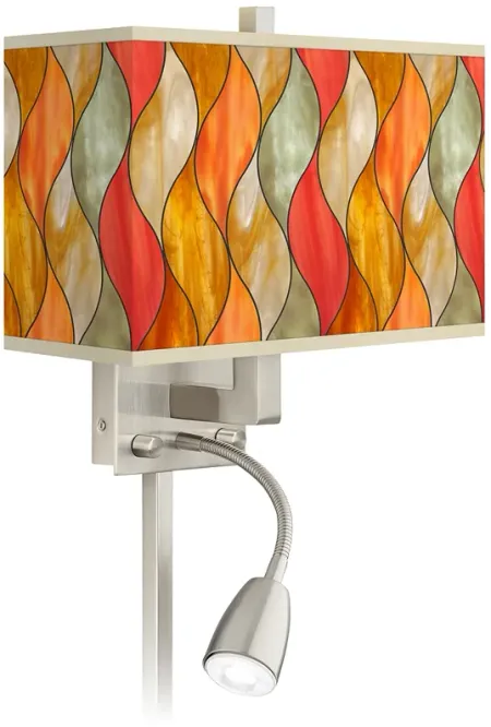 Flame Mosaic Giclee Glow LED Reading Light Plug-In Sconce