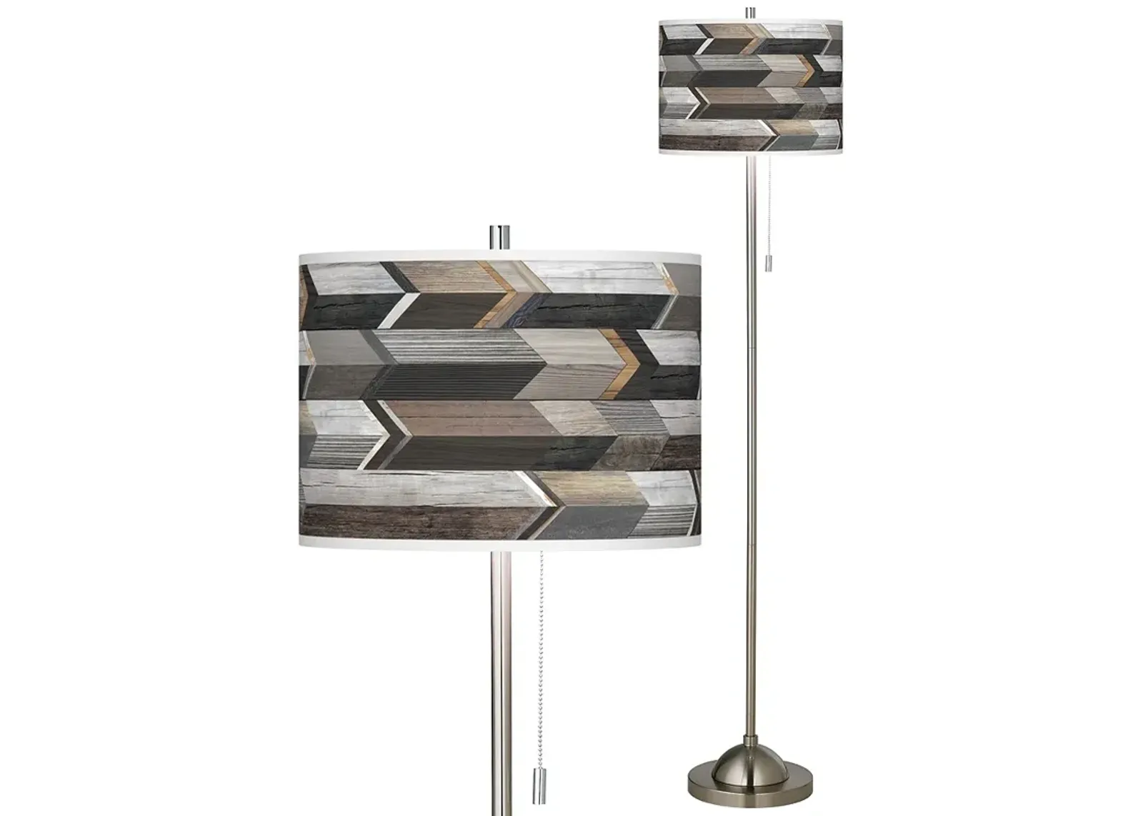 Woodwork Arrows Brushed Nickel Pull Chain Floor Lamp