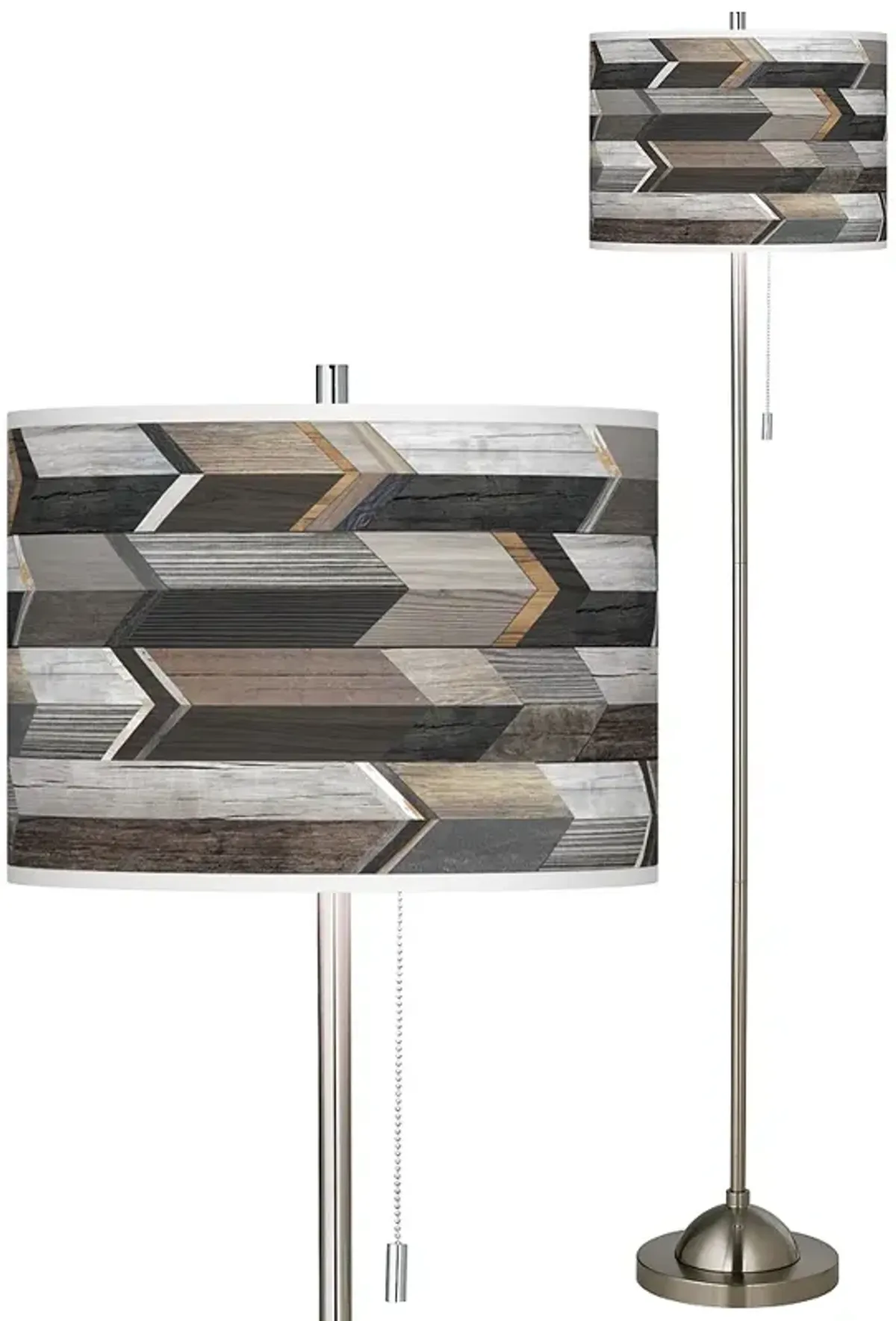 Woodwork Arrows Brushed Nickel Pull Chain Floor Lamp