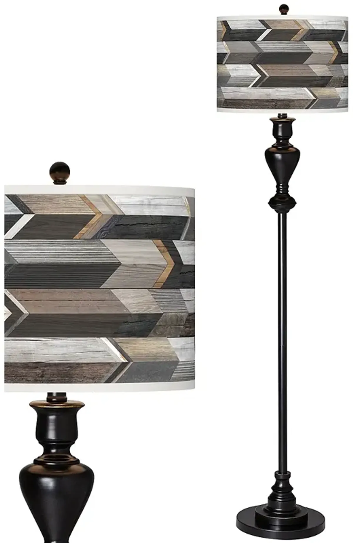 Woodwork Arrows Giclee Glow Black Bronze Floor Lamp