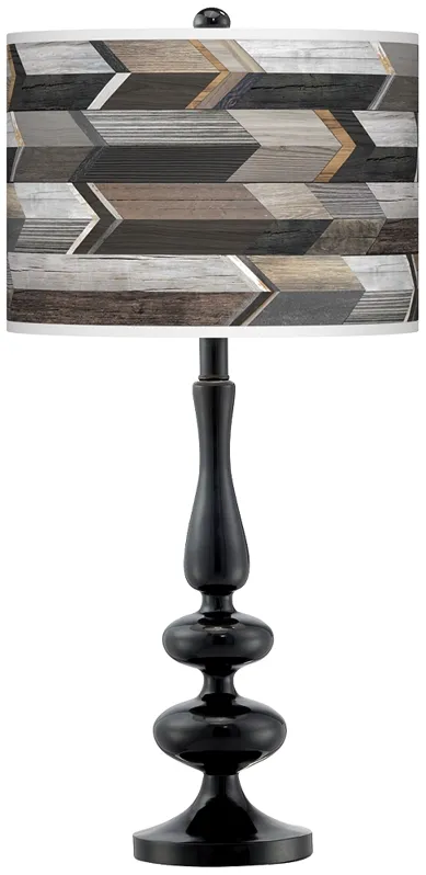 Woodwork Arrows Giclee Paley Black Table Lamp