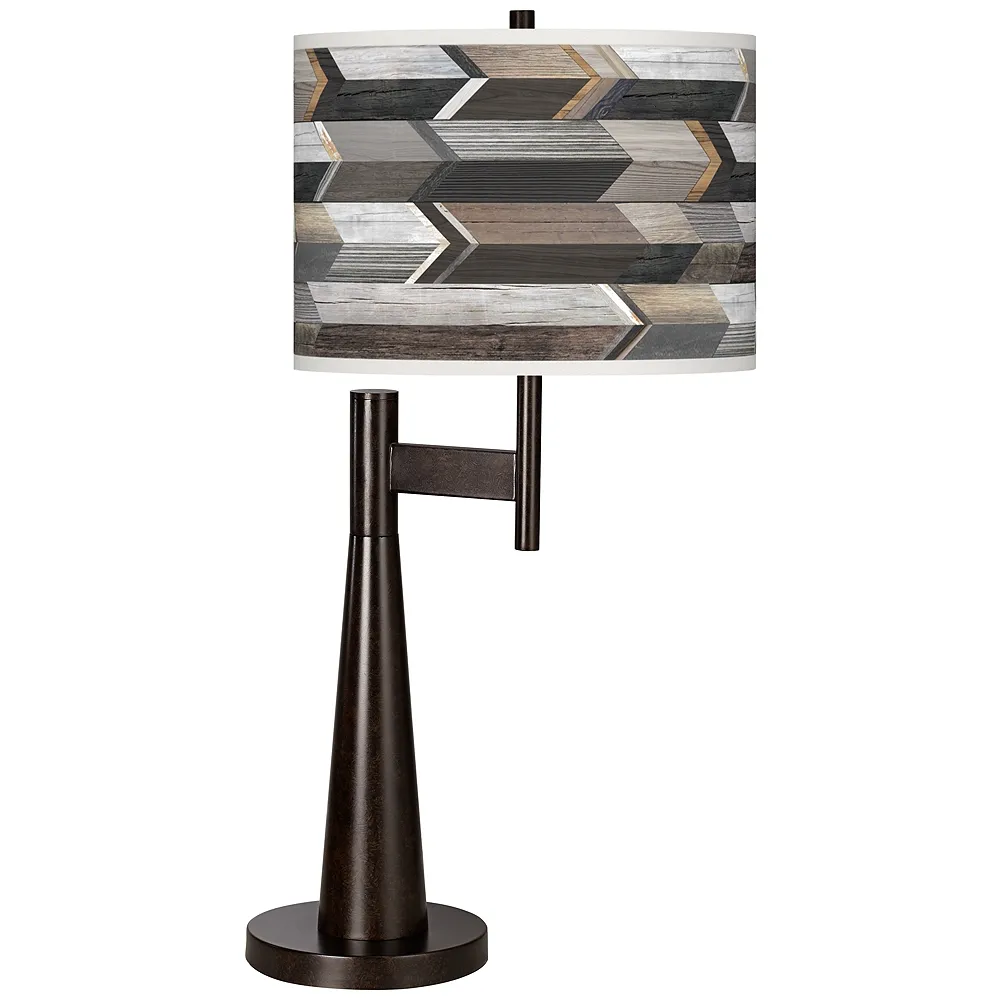 Giclee Glow Novo 30 3/4" Woodwork Arrows Shade Bronze Table Lamp