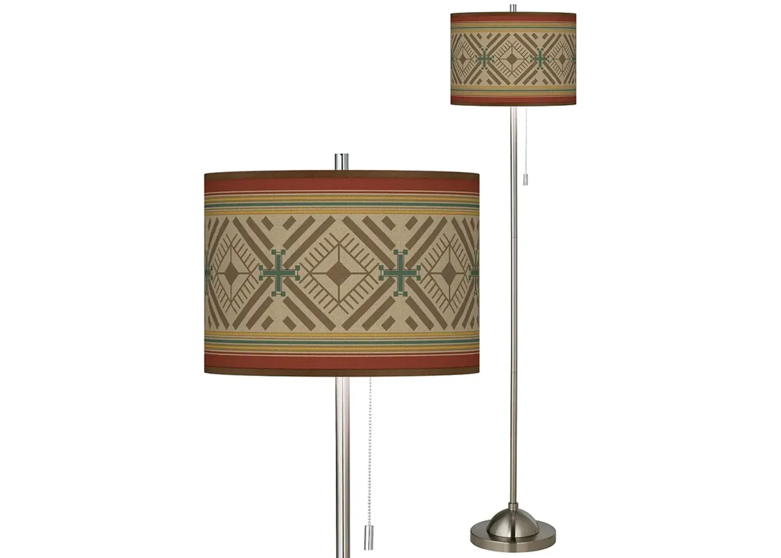 Desert Diamonds Brushed Nickel Pull Chain Floor Lamp