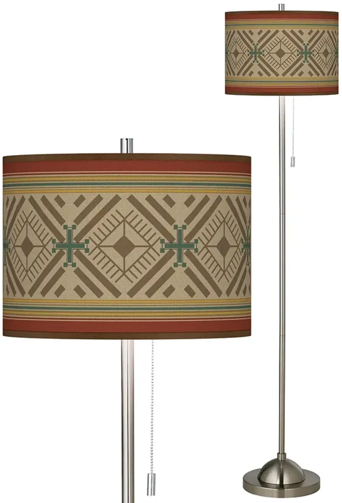 Desert Diamonds Brushed Nickel Pull Chain Floor Lamp