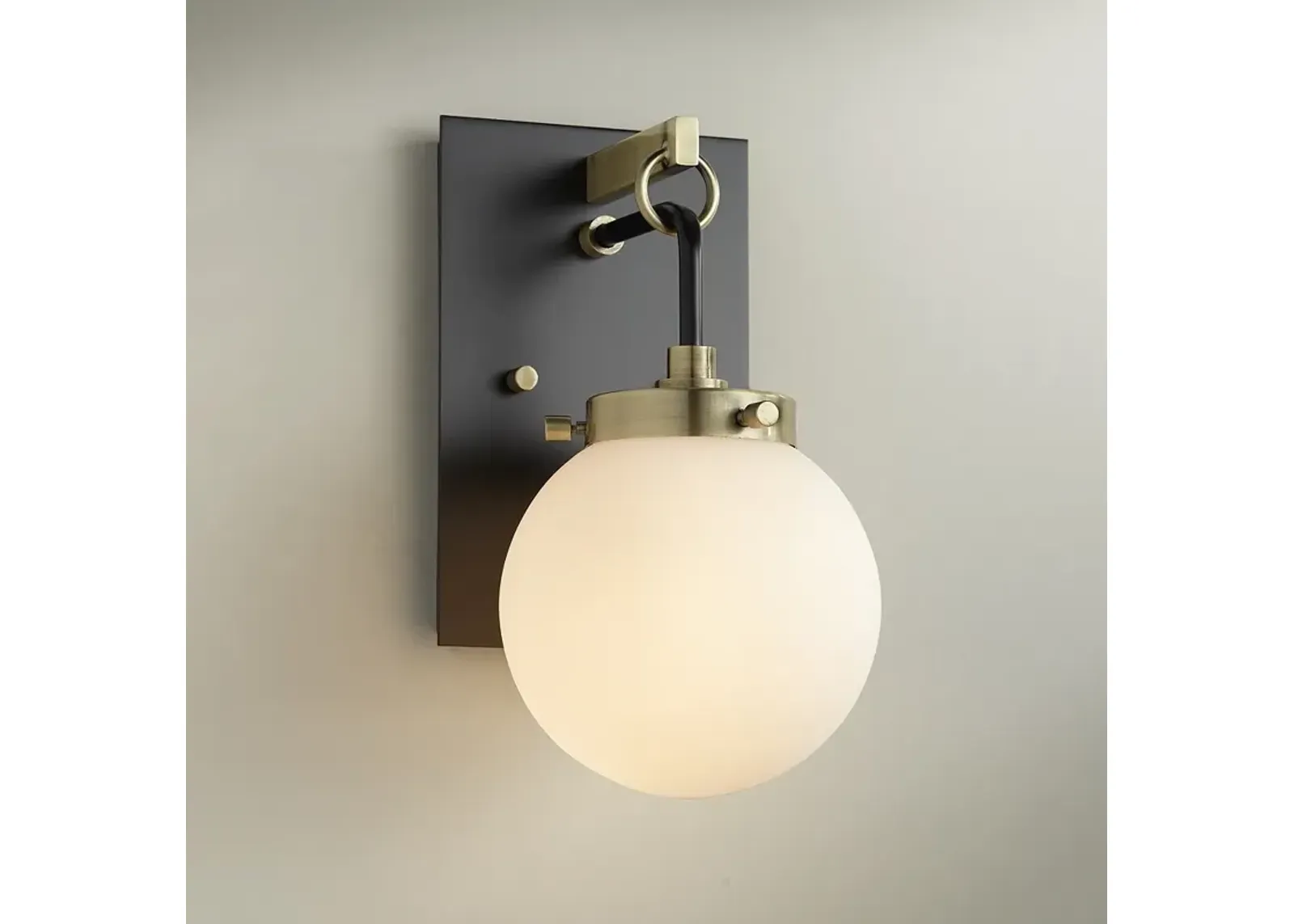 Possini Euro Olean 11"H Black and Antique Brass Wall Sconce