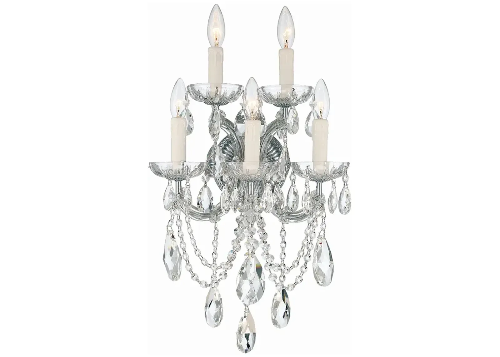 Maria Theresa 5 Light Clear Crystal Chrome Sconce