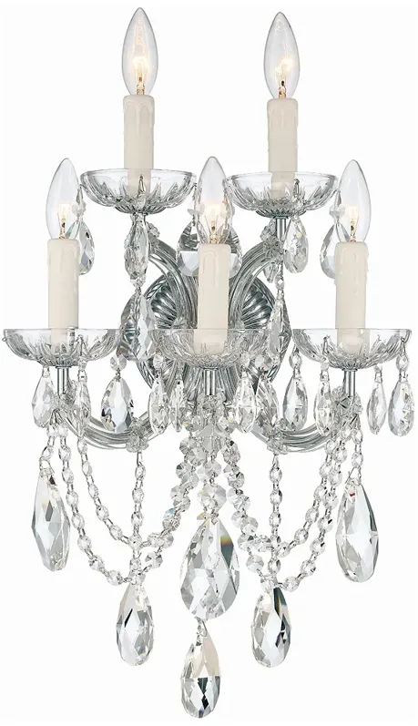 Maria Theresa 5 Light Clear Crystal Chrome Sconce