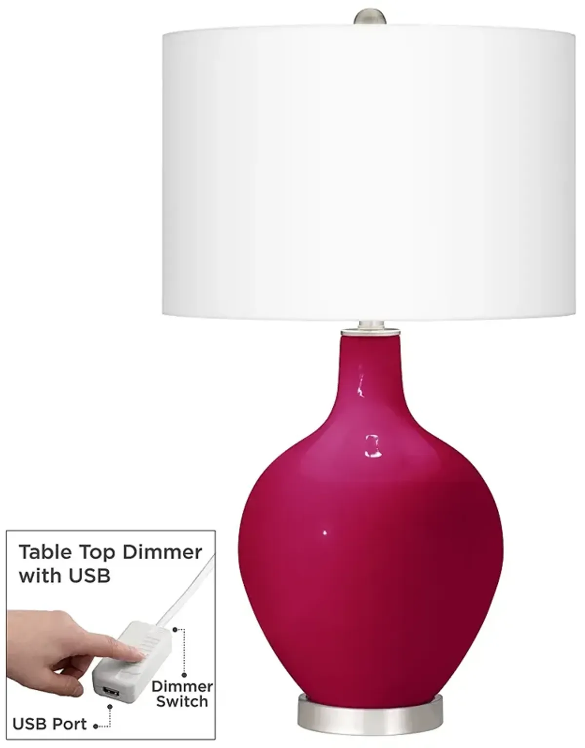 French Burgundy Ovo Table Lamp With Dimmer