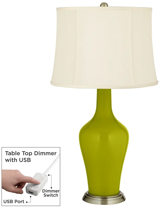 Olive Green Anya Table Lamp with Dimmer