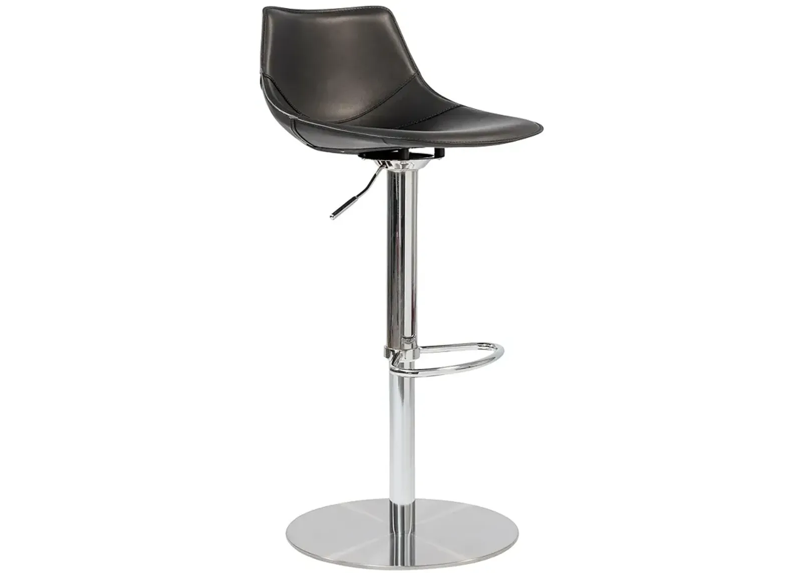 Rudy Black Leather Adjustable Swivel Stool