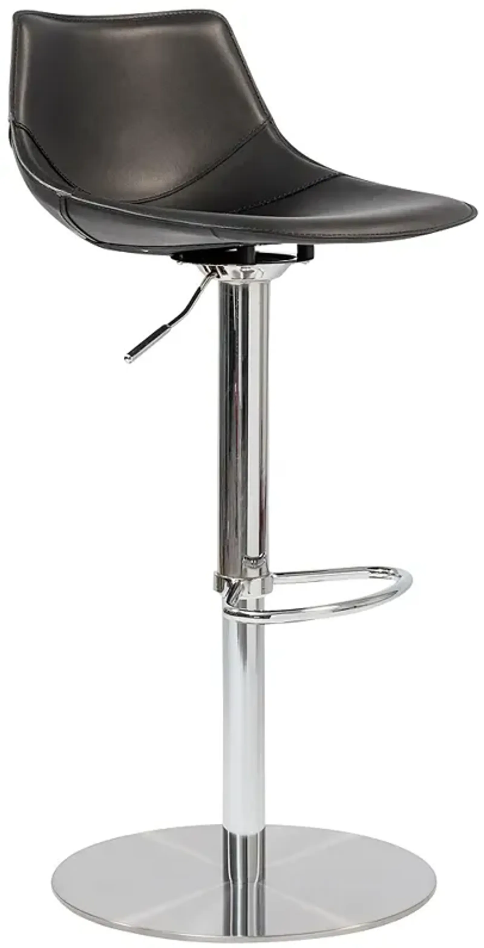 Rudy Black Leather Adjustable Swivel Stool