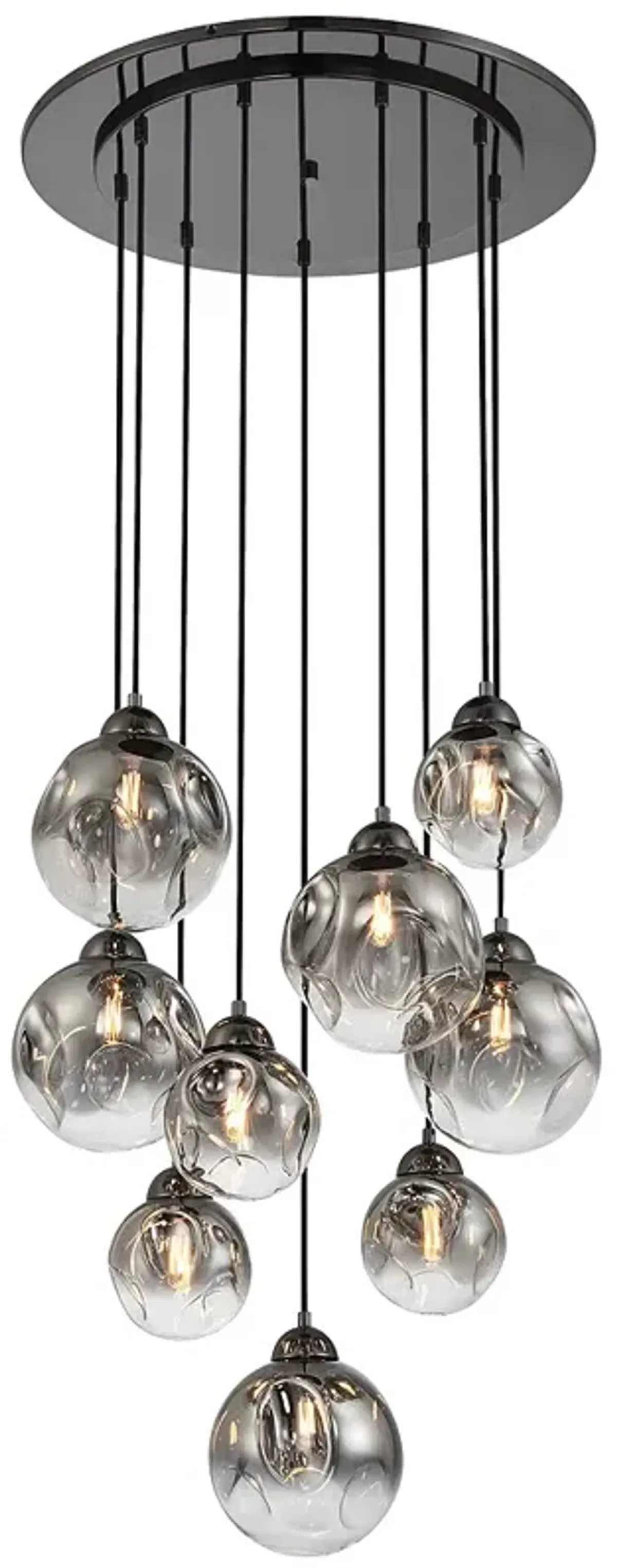 Metropolitan Neveh 9-Light 23.63-in Gun Metal Pendant with Grey Glass Shade