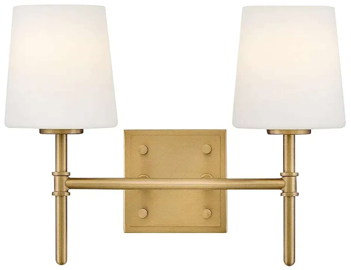 Saunders 10 3/4" High Lacquered Brass 2-Light Wall Sconce
