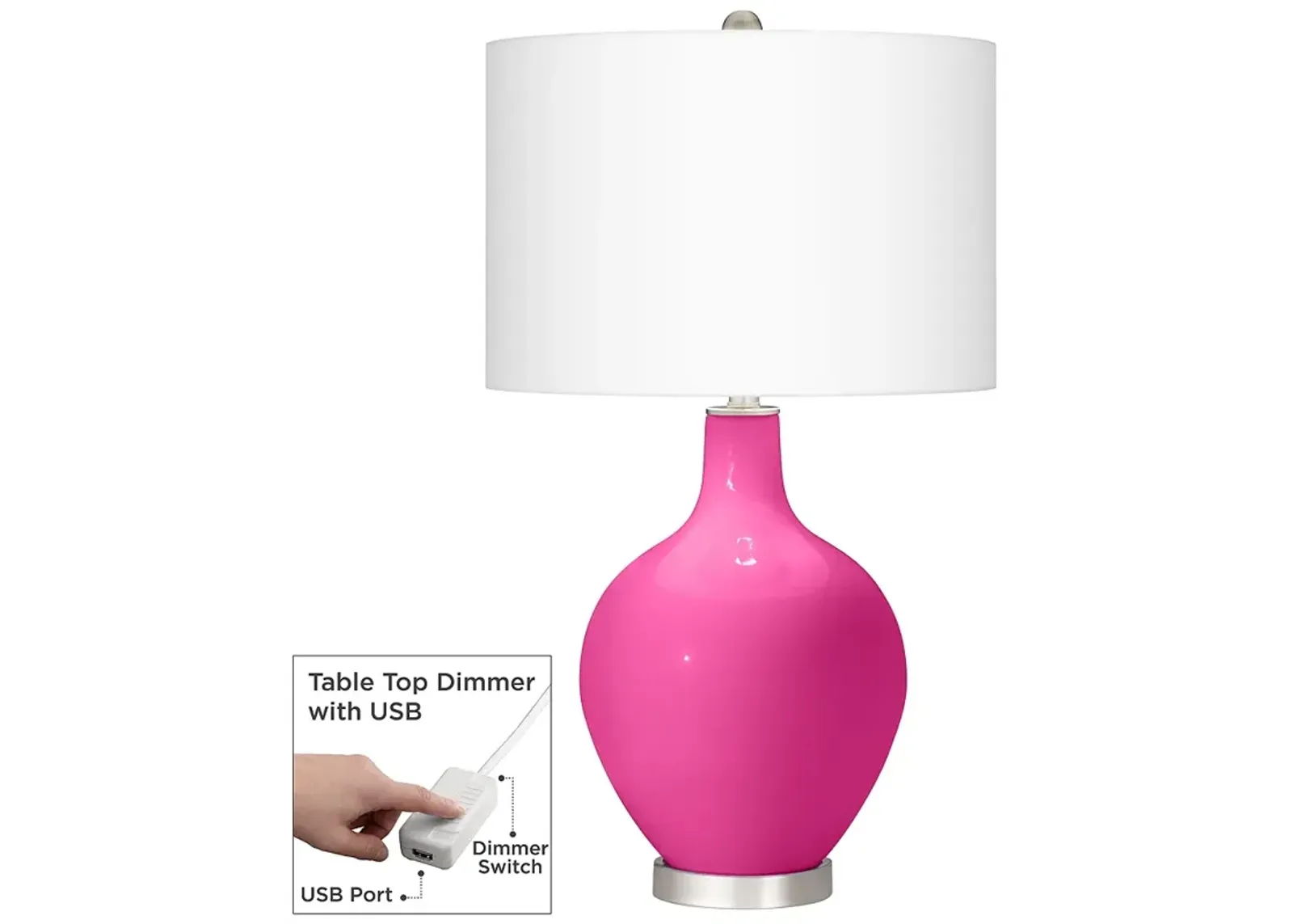 Fuchsia Ovo Table Lamp With Dimmer