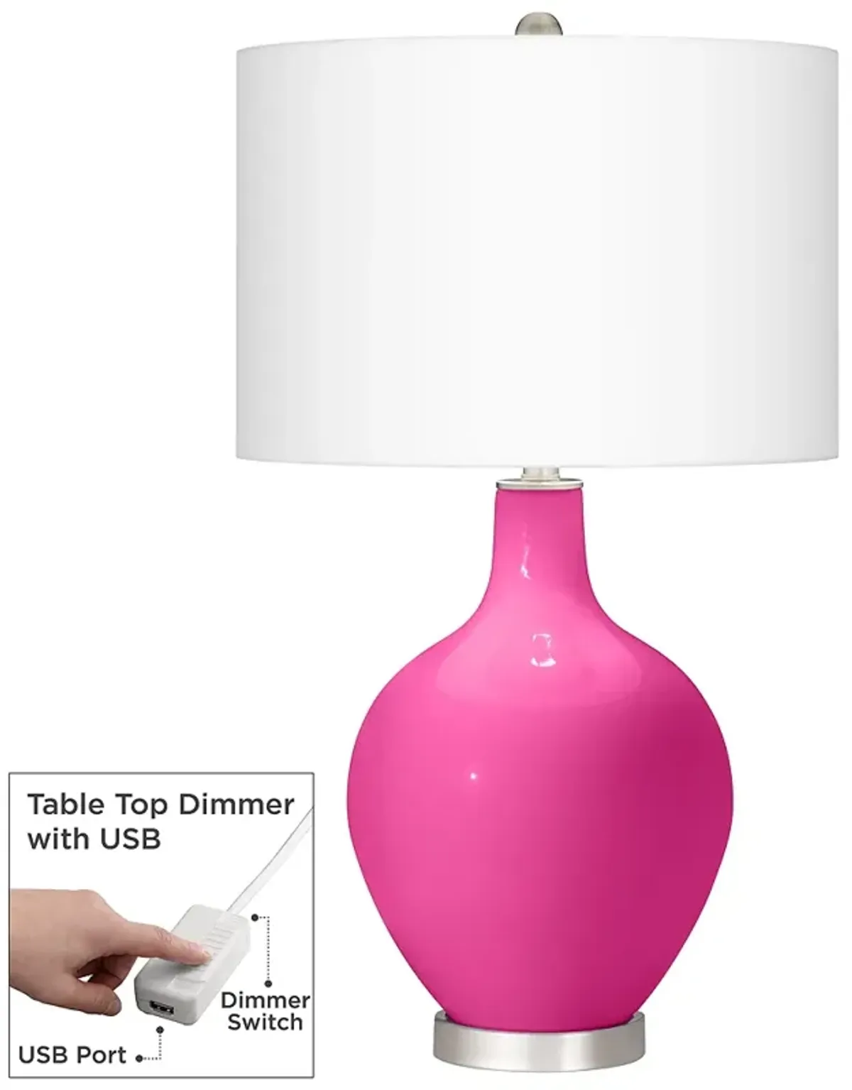 Fuchsia Ovo Table Lamp With Dimmer