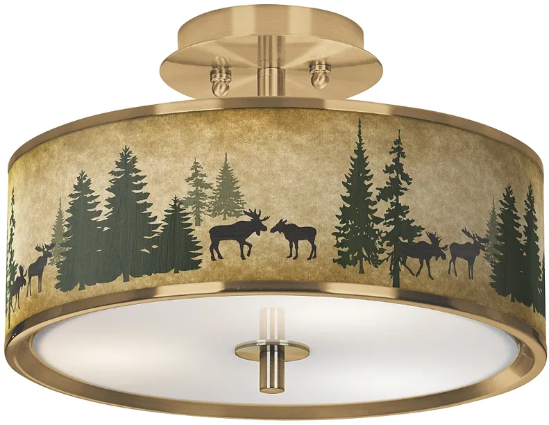 Moose Lodge Gold 14" Wide Ceiling Light