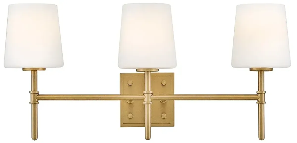 Hinkley Bath Saunders Medium Three Light Vanity 23" Lacquered Brass