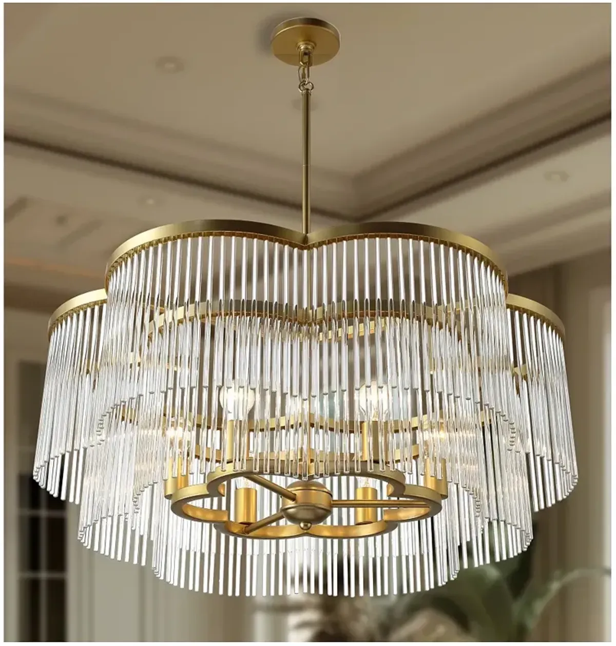 Minka Lavery Azura 6-Light 34.05-in Brass Pendant with Clear Glass Shades