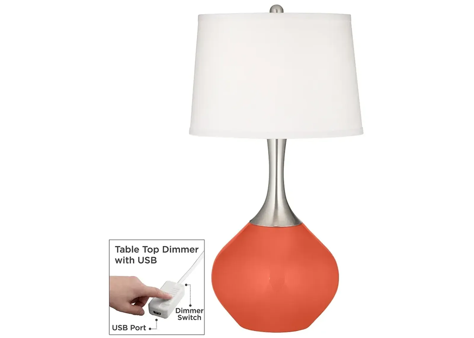 Daring Orange Spencer Table Lamp with Dimmer