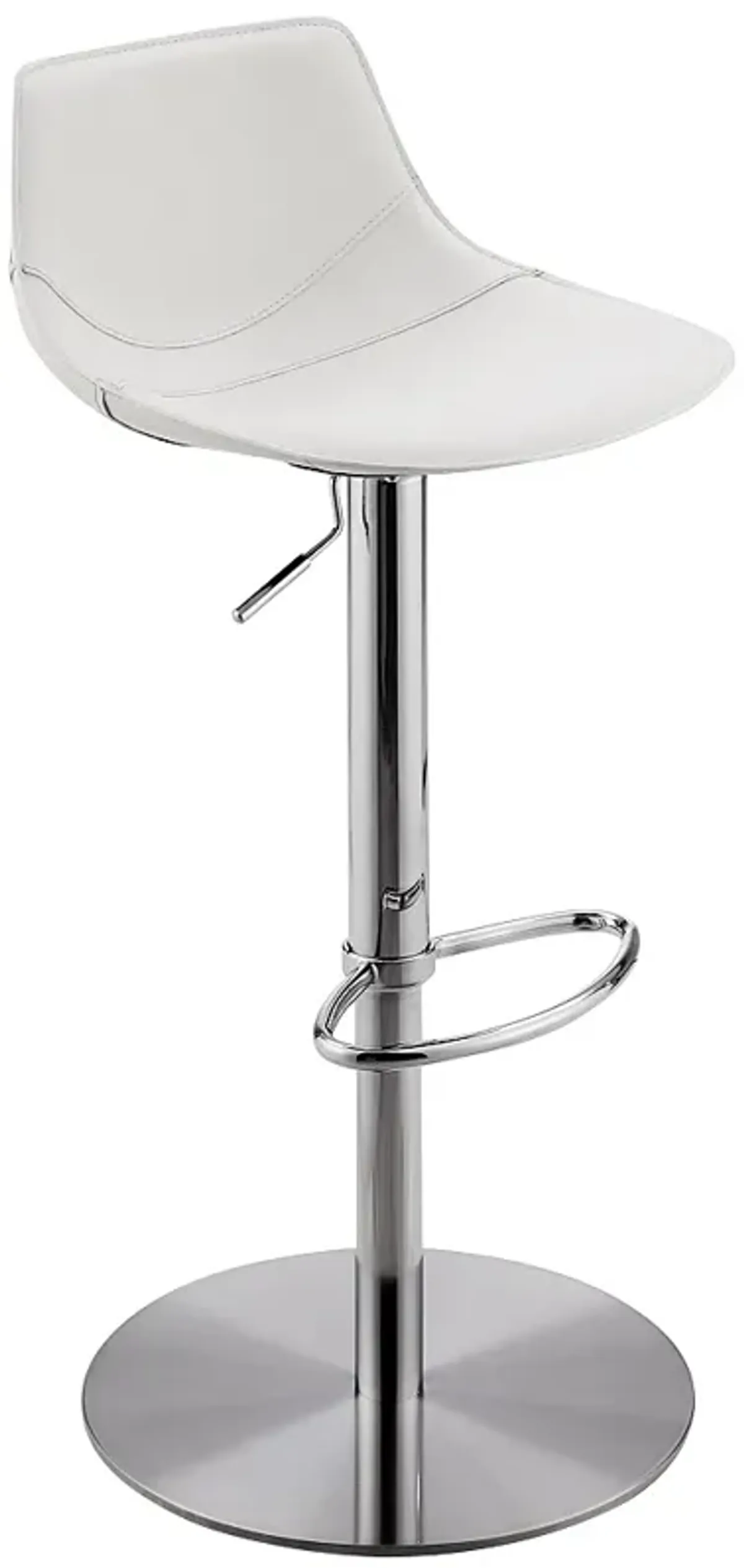 Rudy White Leather Adjustable Swivel Stool