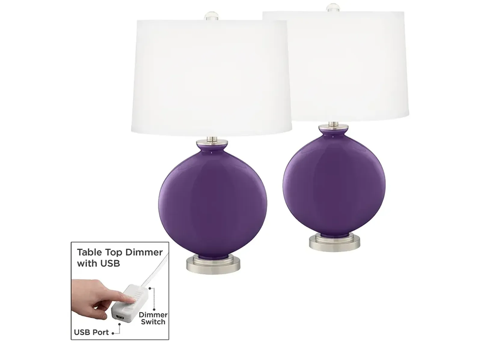 Acai Carrie Table Lamp Set of 2 with Dimmers