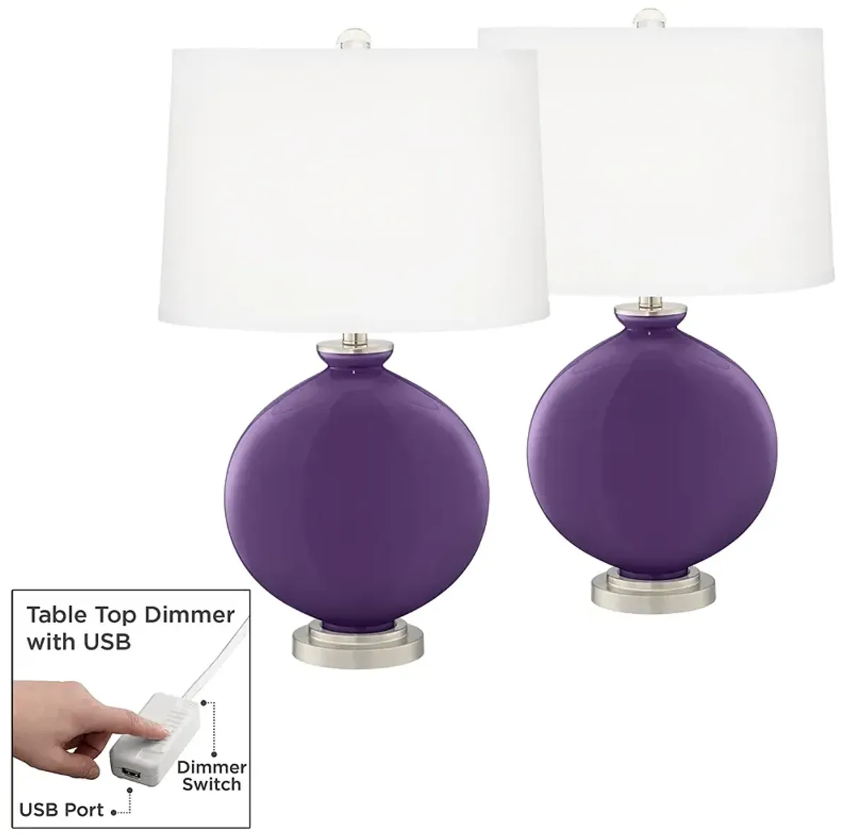 Acai Carrie Table Lamp Set of 2 with Dimmers