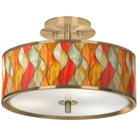 Flame Mosaic Gold 14" Wide Ceiling Light