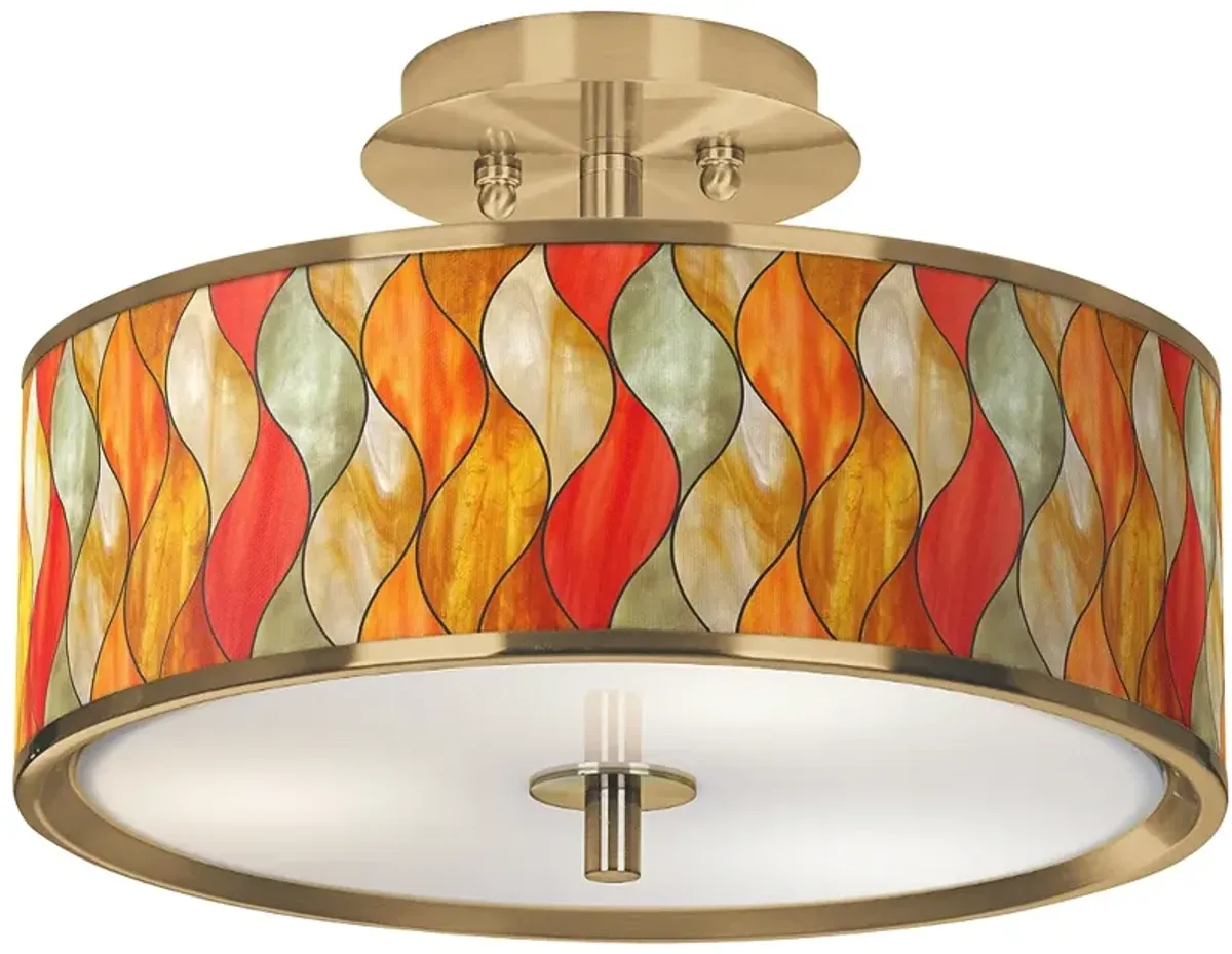 Flame Mosaic Gold 14" Wide Ceiling Light