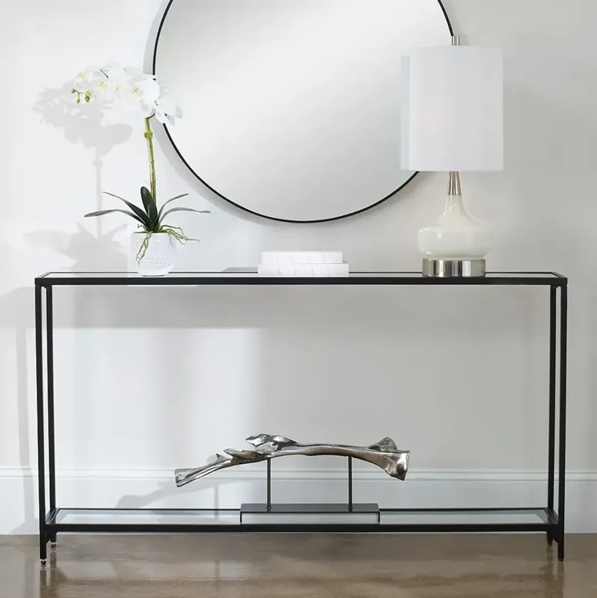 Noble Park Dakota 56" Wide Satin Black Console Table