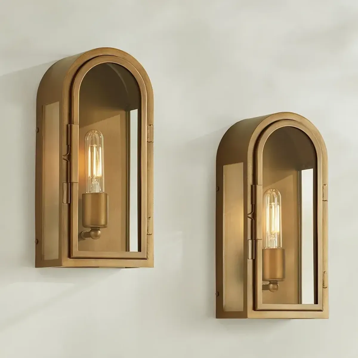 Possini Euro Alys 13" High Aged Brass Wall Sconce Set of 2