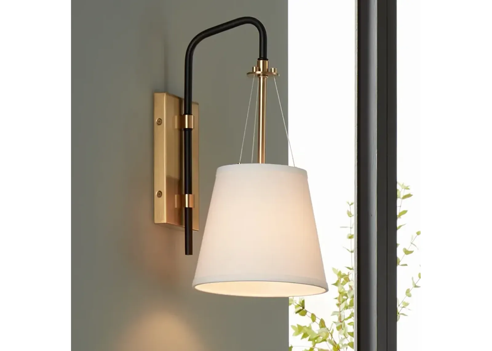 Possini Euro Crysta 16 3/4" High Warm Brass and Black Wall Sconce