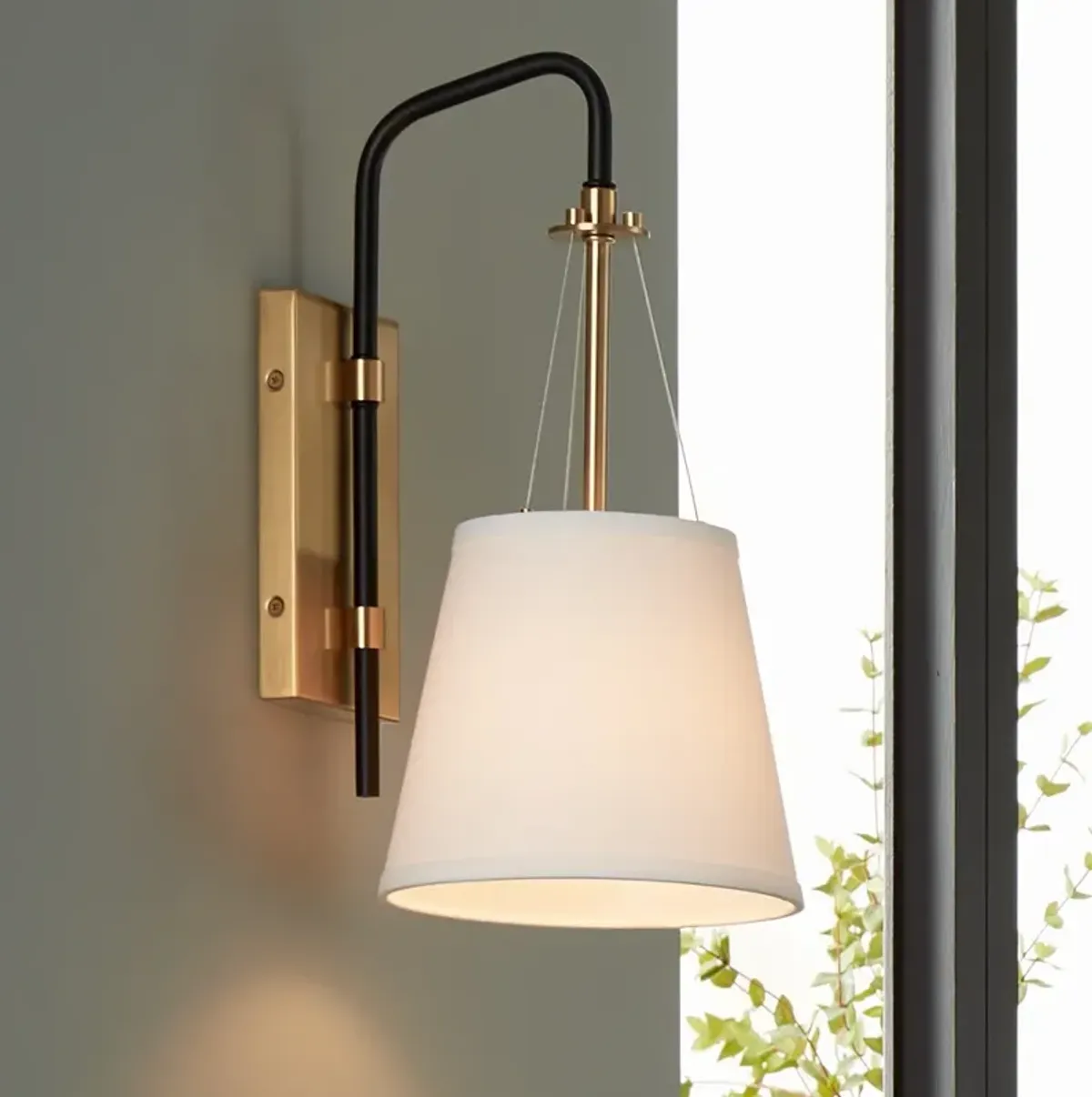 Possini Euro Crysta 16 3/4" High Warm Brass and Black Wall Sconce