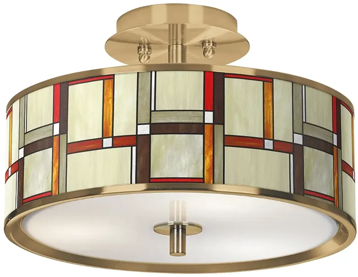 Modern Squares Gold 14" Wide Ceiling Light