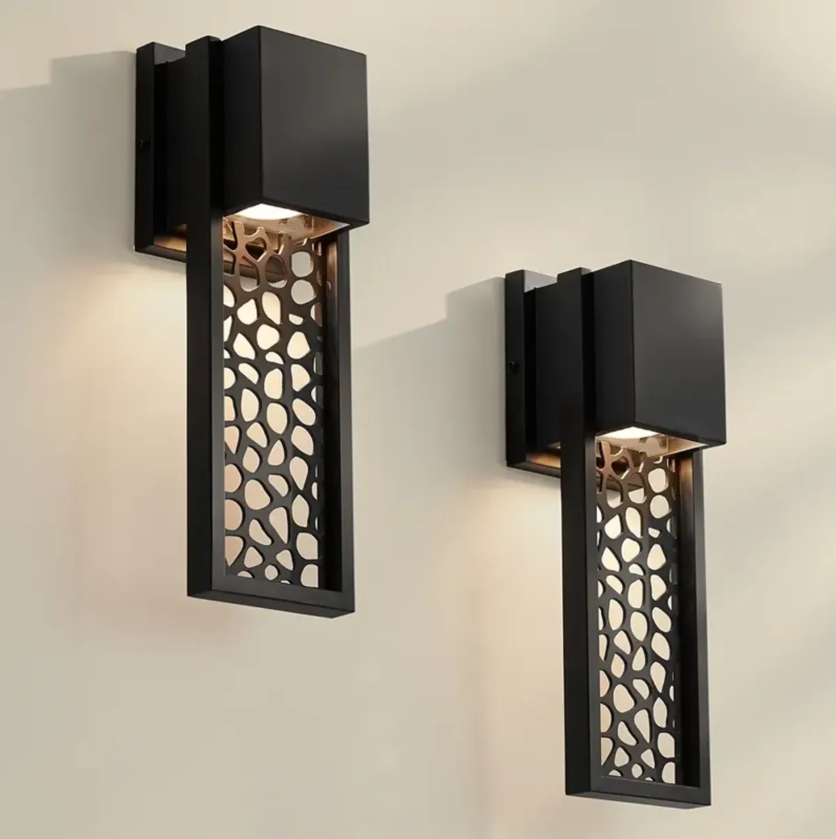 Possini Euro Miele 16" High Matte Black Wall Sconce Set of 2