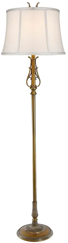 Stiffel Cavender 63" High Artisan Brass Metal Scroll Floor Lamp