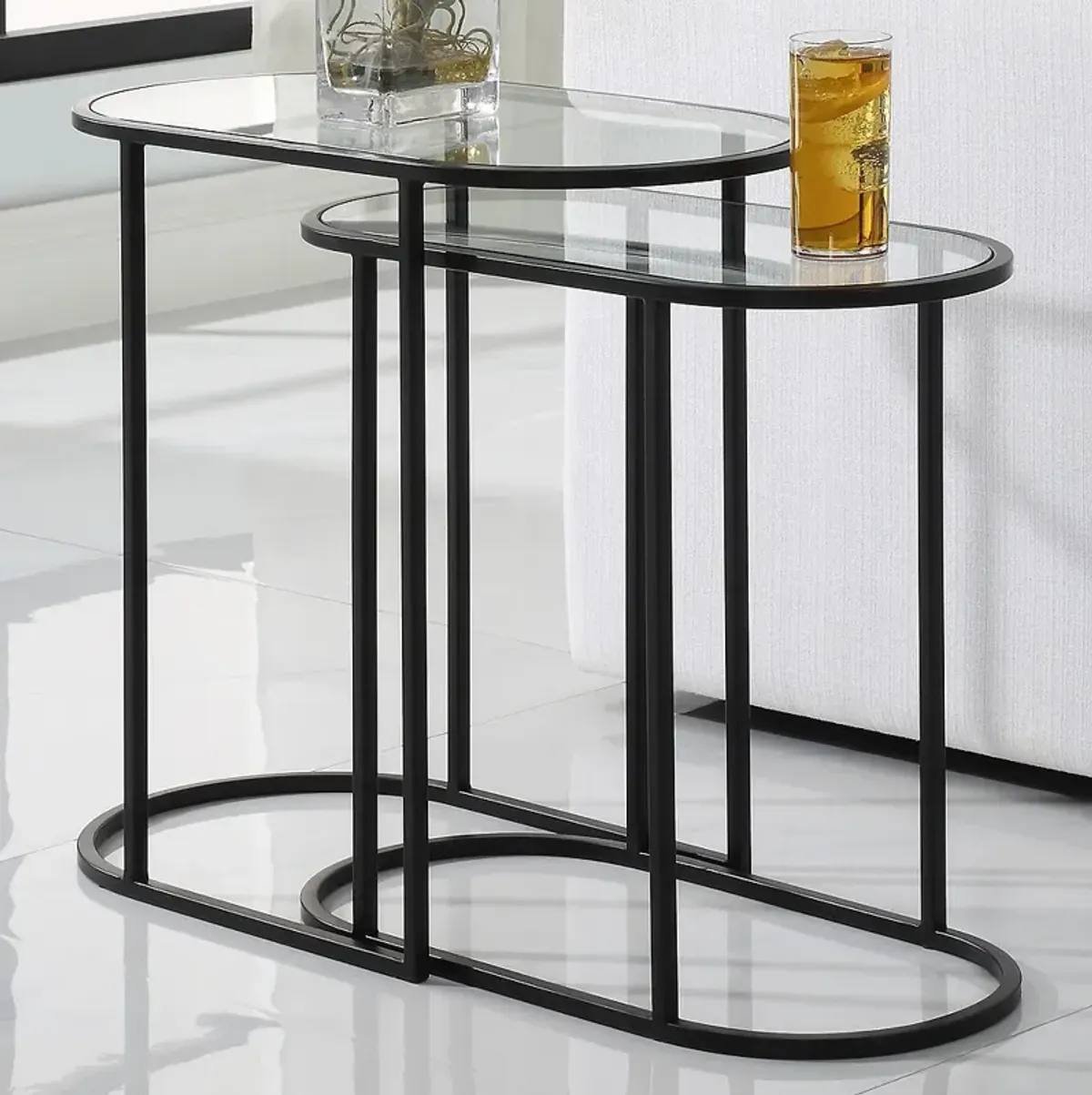 Studio 55 Evie 24" Wide Black Nesting Tables Set of 2