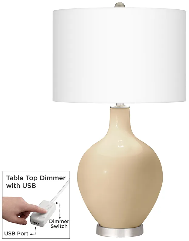 Colonial Tan Ovo Table Lamp With Dimmer