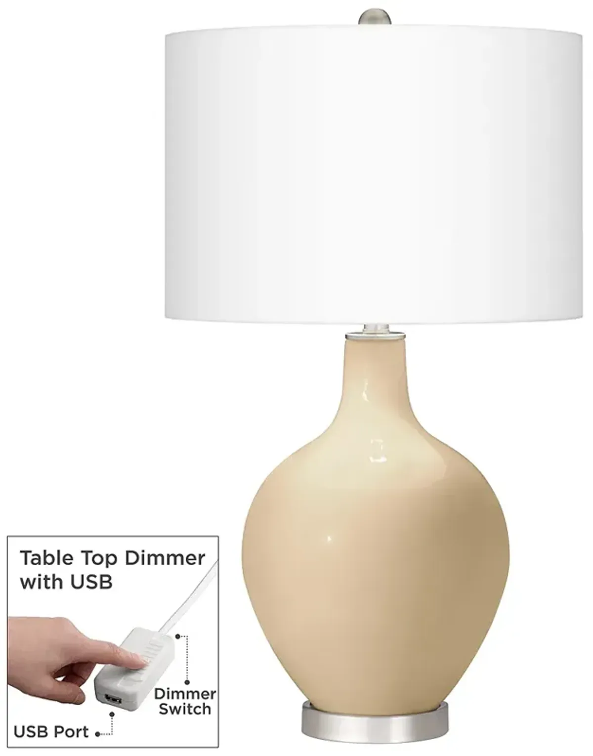 Colonial Tan Ovo Table Lamp With Dimmer