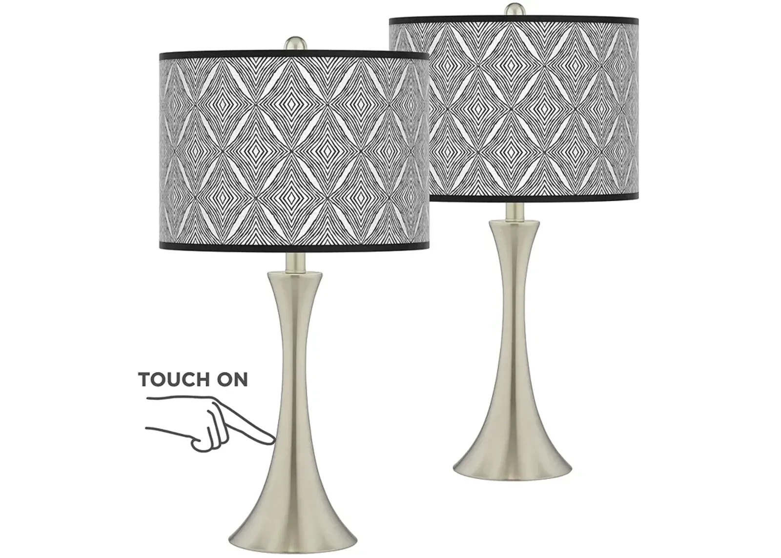 Moroccan Diamonds II Trish Nickel Touch Table Lamps Set of 2