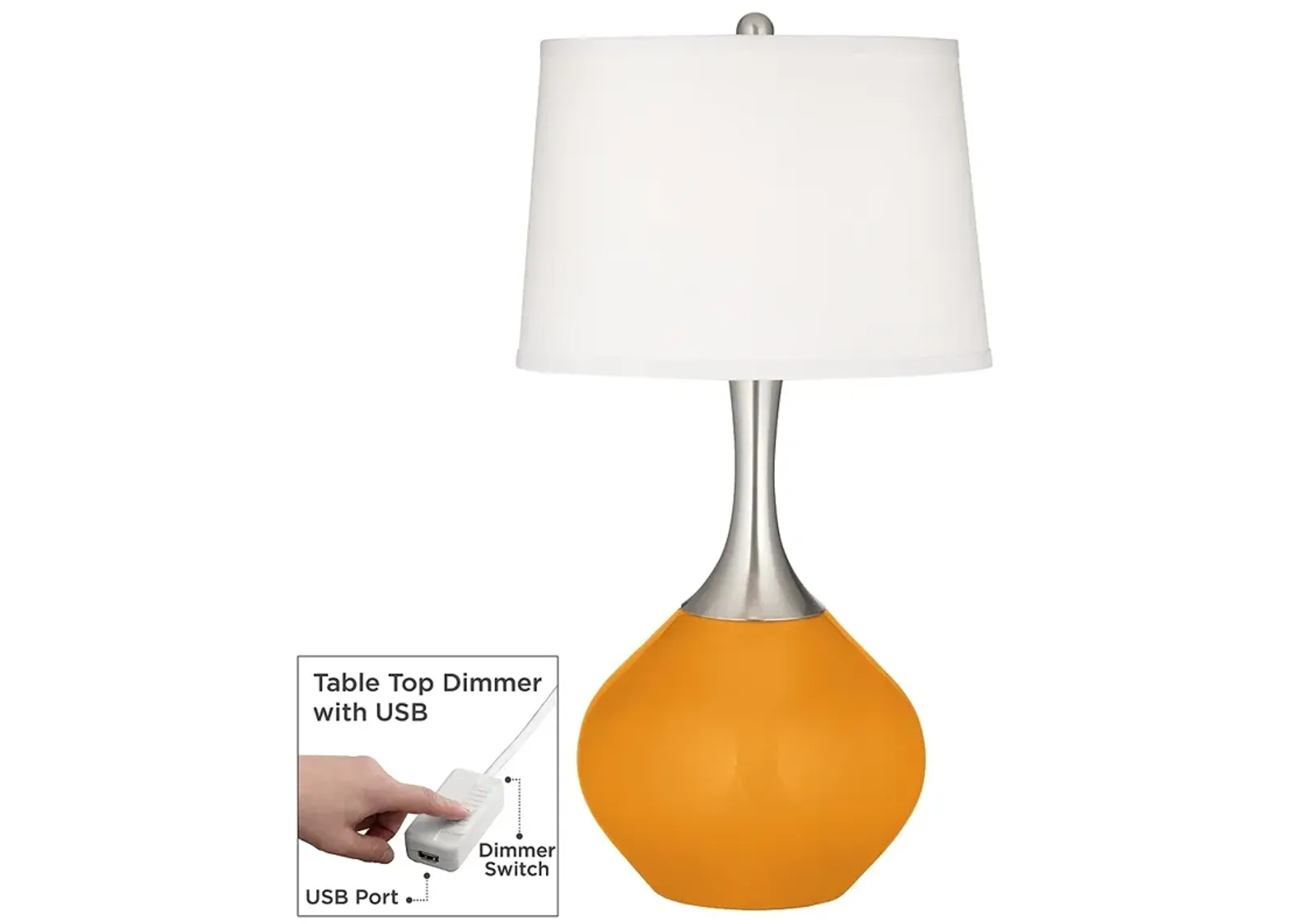 Color Plus Spencer 31" Carnival Orange Table Lamp with USB Dimmer