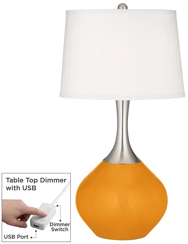 Color Plus Spencer 31" Carnival Orange Table Lamp with USB Dimmer