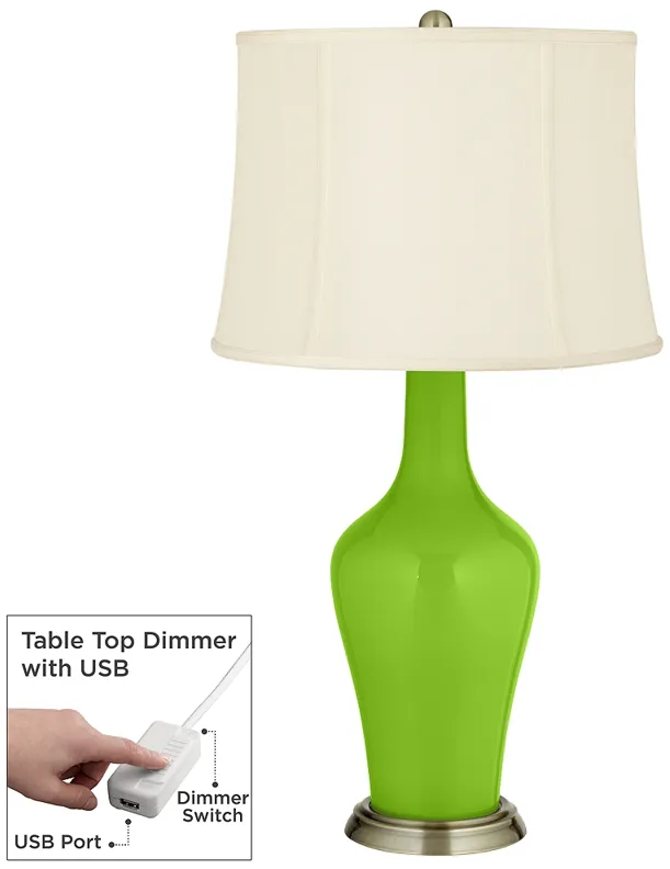 Neon Green Anya Table Lamp with Dimmer