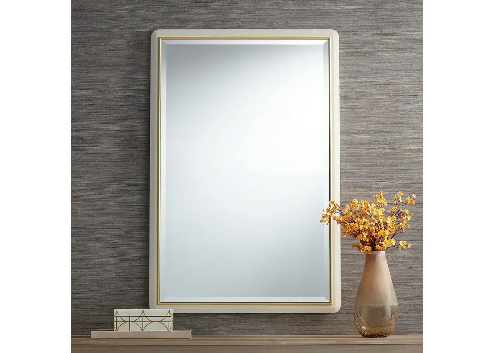 Rodgers Matte Beige Gold 28" x 42" Rectangular Wall Mirror