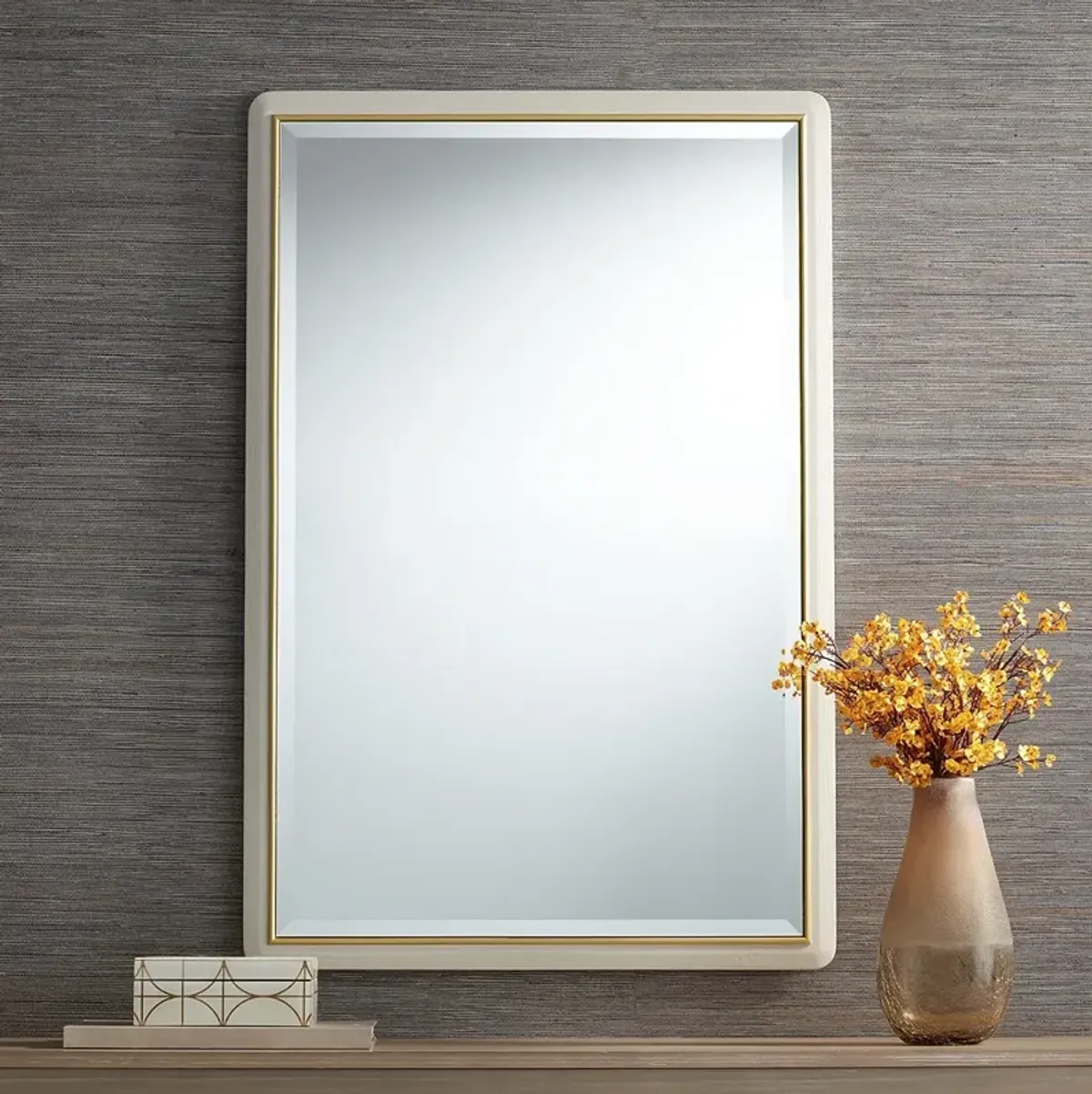 Rodgers Matte Beige Gold 28" x 42" Rectangular Wall Mirror