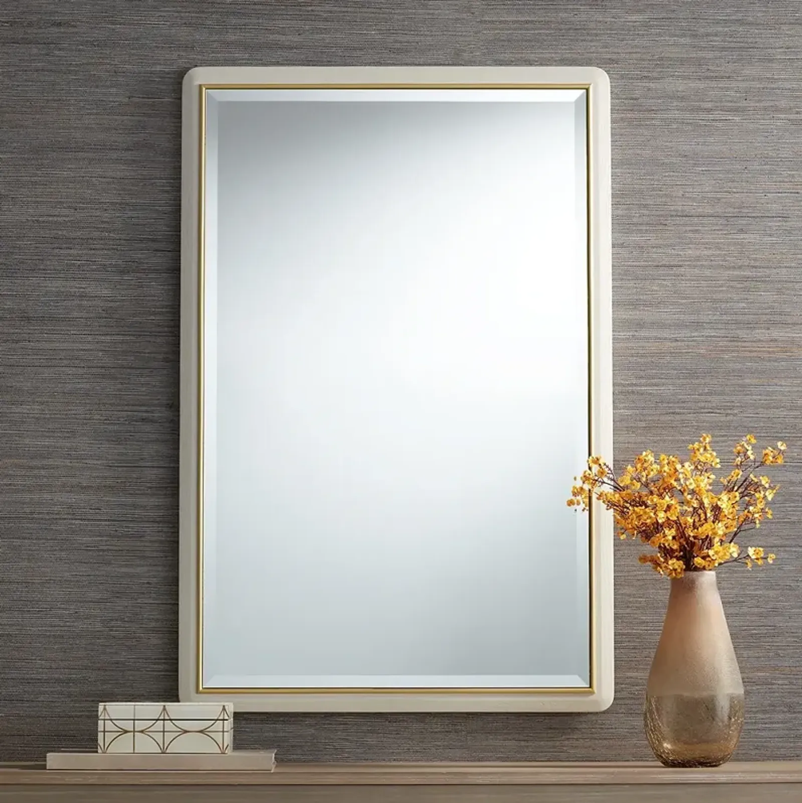 Rodgers Matte Beige Gold 28" x 42" Rectangular Wall Mirror